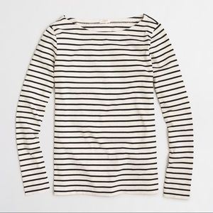J Crew Boatneck stripe tee oatmeal/navy stripe